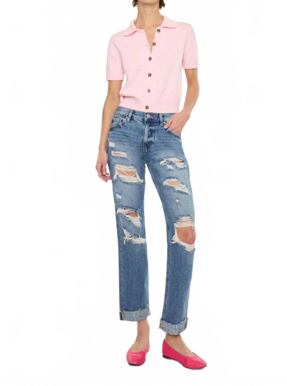 NEW KANCAN boyfriend straight leg jeans in blue
